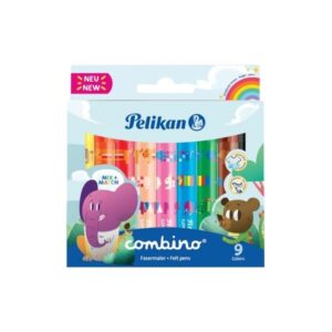Carioci cu varf gros, 9 culori/set, lavabile, Pelikan Combino Super