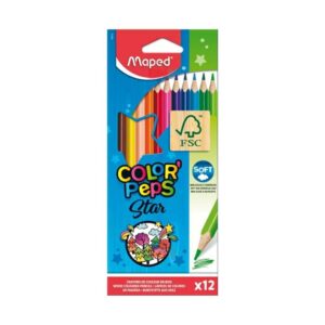 Creioane Colorate, Color Peps Star, 12 culori/set, FSC, Maped