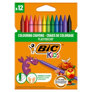 Creioane color cerate 12culori, 90mm, Bic Plastidecor