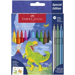 Carioci 10+3 culori metalizate/set, Dinozauri Faber-Castell