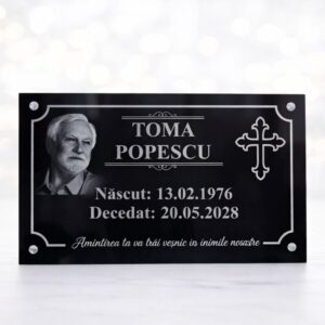 Placa Funerara gravata Plexiglass